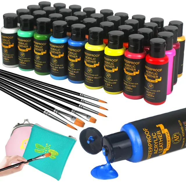 Kit Premium de Tintas Acrílicas para Couro - 36 Cores para Sapatos e Acessórios de Couro