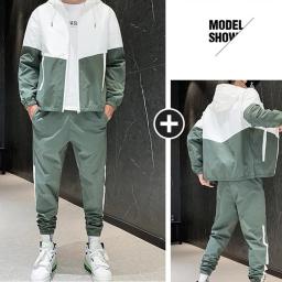 Fato de treino casual com capuz masculino, roupas esportivas, jaqueta e calça, conjuntos de 2 peças, terno esportivo Hip Hop, 3XL, novo, primavera - Image 5