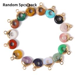 5 pçs/set pedra natural pingente de várias formas cor pêndulo estrela lua coração encantos para pulseira colar jóias acessórios - Image 4
