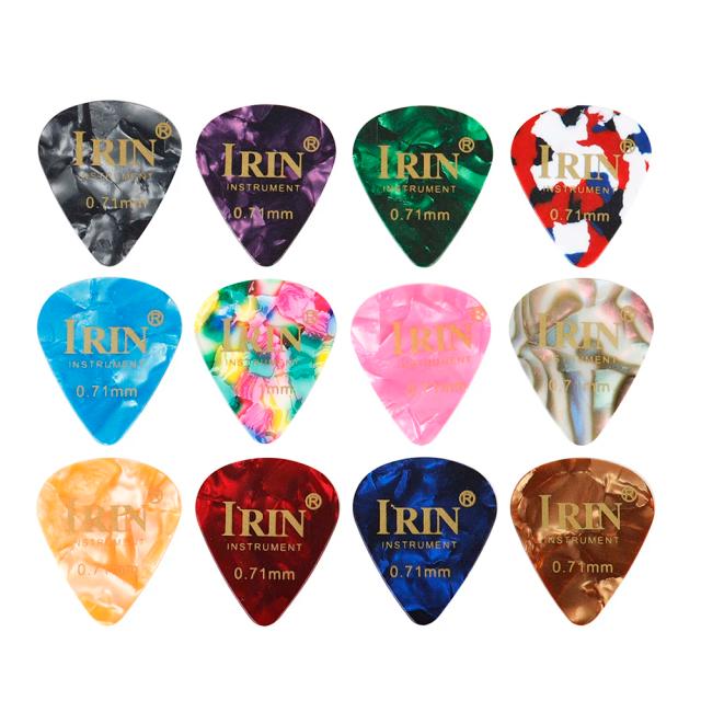 Palhetas de guitarra coloridas IRIN 0,71mm em celulóide para ukulele e baixo elétrico - 100 peças