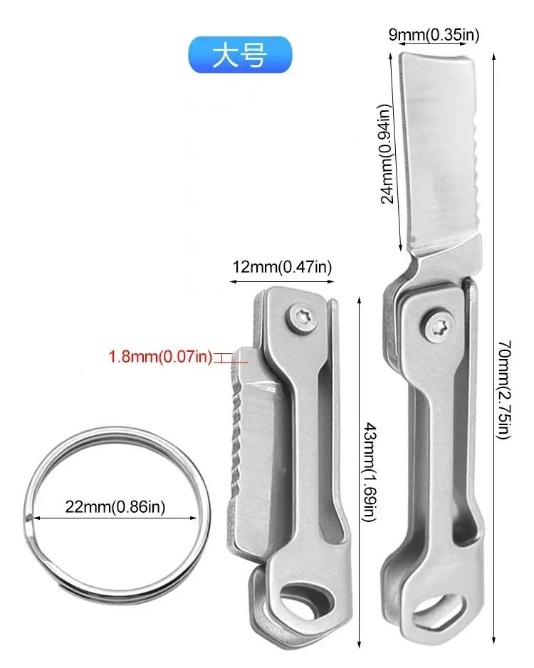 Mini faca portátil para acampamento ao ar livre, canivete inoxidável multifuncional, pingente de chaveiro, faca dobrável - Image 1