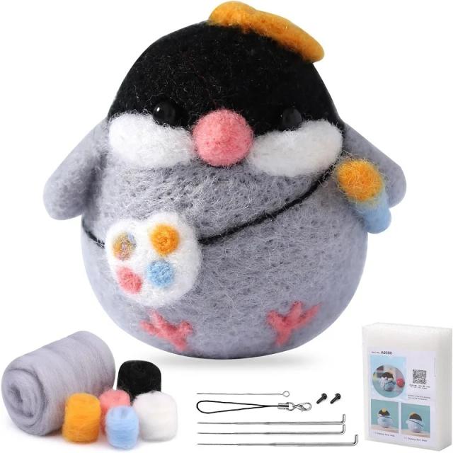 Kits de Feltragem de Lã Animal para Iniciantes e Adultos com Tapete de Espuma e Suprimentos para Bonecas de Lã