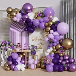 Kit do arco do balão do látex, roxo, ouro, branco, aniversário, casamento, despedida de solteiro, casamento, chuveiro nupcial, Dia das Bruxas, decoração - Image 3