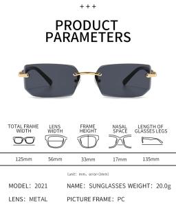 Óculos de sol sem aro retângulo moda popular feminino masculino tons pequenos quadrados óculos de sol para feminino masculino verão viajar oculos - Image 6