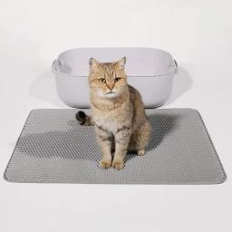 Impermeável dupla camada Pet Litter Mat, caixa de vaso sanitário do gato, areia antiderrapante, tapete lavável, almofada limpa, Pet Clean Supplies - Image 2