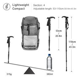 Outdoor Folding Trekking Pole, bengala portátil, caminhadas telescópica, leve, escalada de acampamento, 4 seções - Image 2