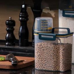 Tanque De Armazenamento De Plástico com Copo de Medição, cão e gato Recipiente de Alimento, Frasco Selado à Prova de Umidade - Image 1