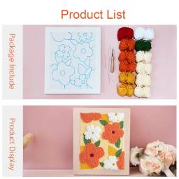 Kit de bordado flor para iniciantes, agulha perfuradora, fios de pintura, caneta mágica ajustável, aro para tapete, moldura do ponto cruz, ferramentas DIY - Image 2