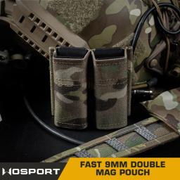 Molle Tactical Double Mag Pouch, Tiro ao ar livre Mag Carrier, Caça Airsoft Acessórios, CS Wargame, 9mm, Rápido - Image 2