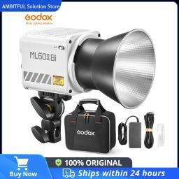 Godox ML60II BI 2800K -6500K LED Vídeo Luz Modo Silencioso Portátil Ajuste de Brilho Suporte Li-ion Outdoor LED Upgraded Lamp Mini LED light, C0B light for outdoor live shooting TikTok and Mico, Instagram photography e - Image 1