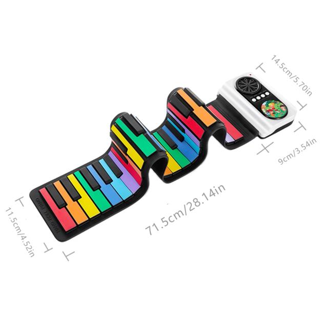 Piano Eletrônico Flexível Roll Up com 49 Teclas, MIDI Out e Conexão Bluetooth para Música e Iniciantes