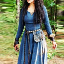 Vestido medieval feminino manga longa maxi robe vintage fada elven vestido renascentista celta viking gótico cosplay trajes - Image 3