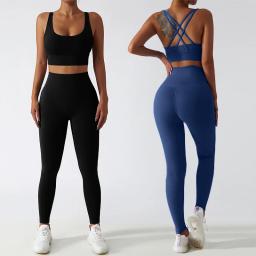 Conjunto de esportes de ioga para mulheres, roupa de ginástica para fitness, calças de cintura alta, sutiã esportivo, treino esportivo, roupas femininas, 2 peças - Image 5