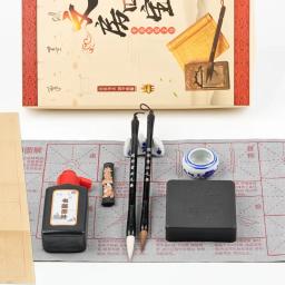 Beginner's Caligrafia Escova Set, Água Escrita Pano, Ink Pen, Papel Inkstone, Caixa de Presente, 10 pcs - Image 5