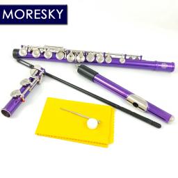 MORESKY-Flauta com chave E, 16 furos próximos, chaves C, cuproníquel, niquelado, roxo, MFL-604 - Image 2