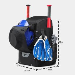 Saco Durável Do Equipamento De Beisebol Do Zíper, Mochila De Beisebol Com Compartimento De Sapato, Pano Oxford, Equipamento Esportivo, 1Pc - Image 6