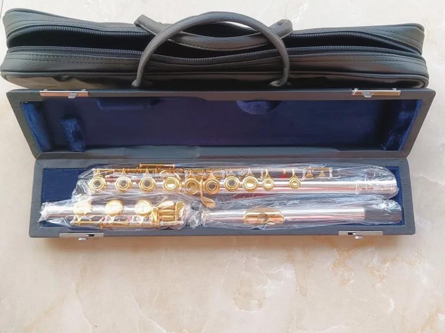 Prata e ouro instrumento musical flauta, abrir e fechar, C Tune, E-Key, flauta de música profissional, 481H, 17 Key, fotos reais - Image 1