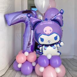 Kit de balão de decoração temática Sanrio Kuromi, roxo, número 1-9, festa de aniversário para menina, 32 ", 31pcs - Image 1