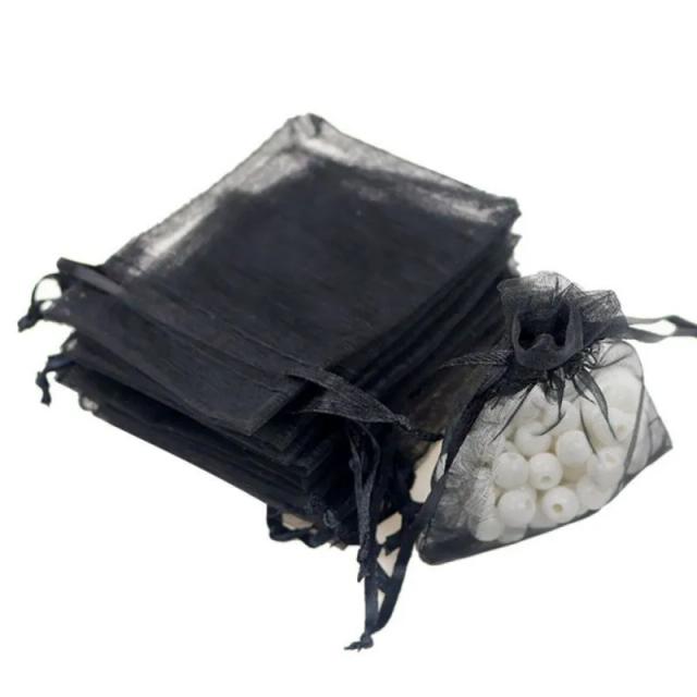 Conjuntos de 50 Sacos de Organza com Cordão 7x9cm para Casamentos, Embalagem de Jóias e Doces