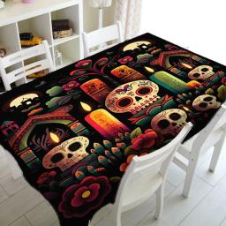 Day of the Dead Toalha de Mesa Padrão Crânio, Decoração Festa, Casa, Restaurante, Cozinha, Acessórios - Image 1
