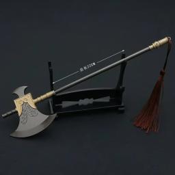 Water Margin TV Periféricos Machado Modelo Metálico, Arma Antiga Chinesa, Aço Real, Eixos de Espada, Brinquedos Colecionáveis para Menino, 22cm - Image 2