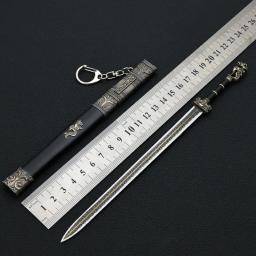 Chinese Ancient Arma Fria Toy, Rodas Katana Cosplay, Metal Gravado Arma Modelo, Colecionáveis Artesanato, Ornamentos Presentes, 22cm - Image 5
