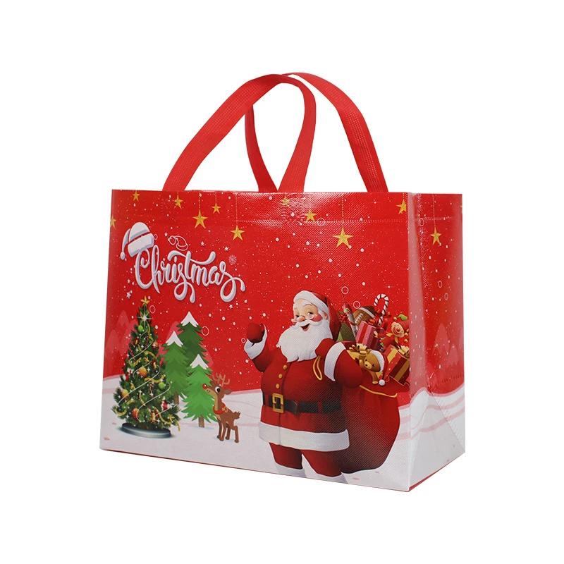 Sacolas de tecido não tecido de Natal, Papai Noel, Homem De Neve Impresso, Embalagem De Presente De Doces, Favores De Crianças, Presente De Ano Novo, Sacolas De Compras - Image 1