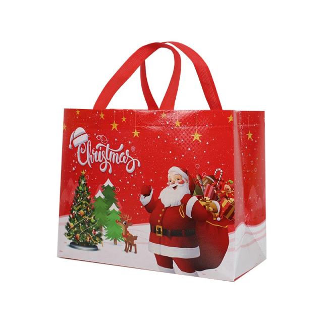 Sacolas de Tecido Não Tecido de Natal com Papai Noel e Homem de Neve para Embalagem de Presentes e Doces em Festas de Fim de Ano