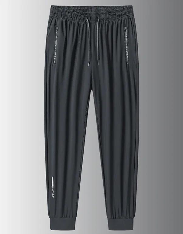 Calça reta de seda de gelo respirável masculina, calça casual, estiramento rápido, esportes de ginástica, corrida, verão, tamanho grande, 7XL, 8XL - Image 1