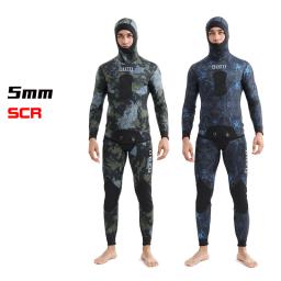 Terno de camuflagem para caça de peixes, isolamento espessado, capa de corpo dividido, mergulho profundo, roupa molhada de natação, inverno, 5mm - Image 1