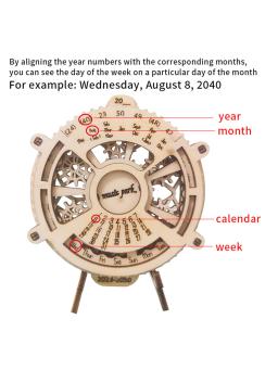 Wooden Perpetual Puzzle with Calendar, Engrenagens Mecânicas, 3D Building Set, Brain Teaser, Brinquedos de Engenharia, Model Games, 3D - Image 2