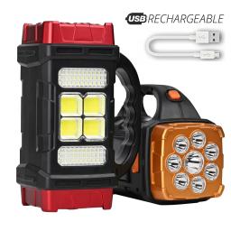 Lanternas LED de alta potência, Tocha de acampamento, Luz de trabalho, Carga solar, 4 Gear, USB recarregável, Luz impermeável para exterior - Image 1