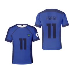 Camiseta de time de futebol anime masculina, camiseta solta estampada 3D, manga curta, fechadura azul, moda casual, infantil, 2024 - Image 6