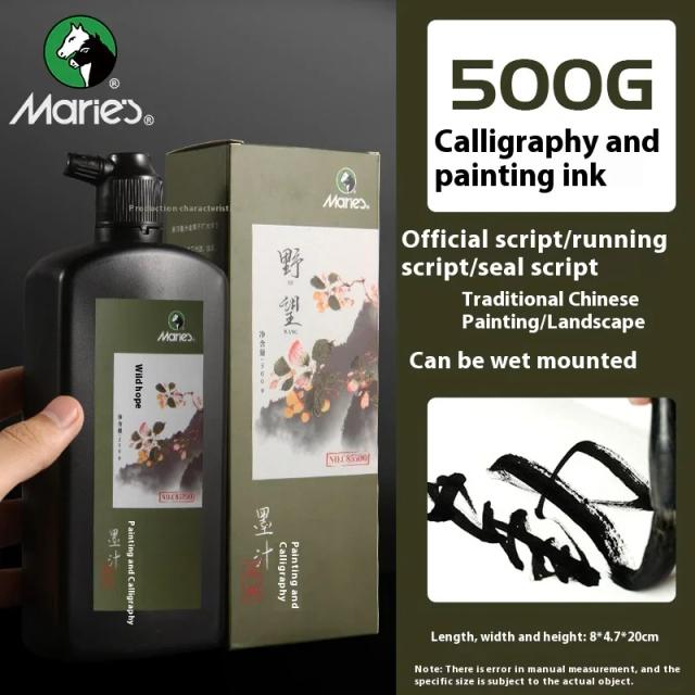 Tinta líquida preta tradicional para caligrafia e pintura a pincel, disponível em 100g, 250g e 500g