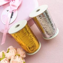 Linha de seda plana para encadernação, Nail Art, fio decorativo tecido, ouro e cor prata, 1 rolo - Image 1