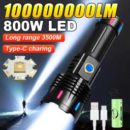 Lanterna recarregável ultra poderosa de 1000000LM 800W LED Lanternas LED de alta potência 3500M Lanterna tática de longo alcance - Image 1