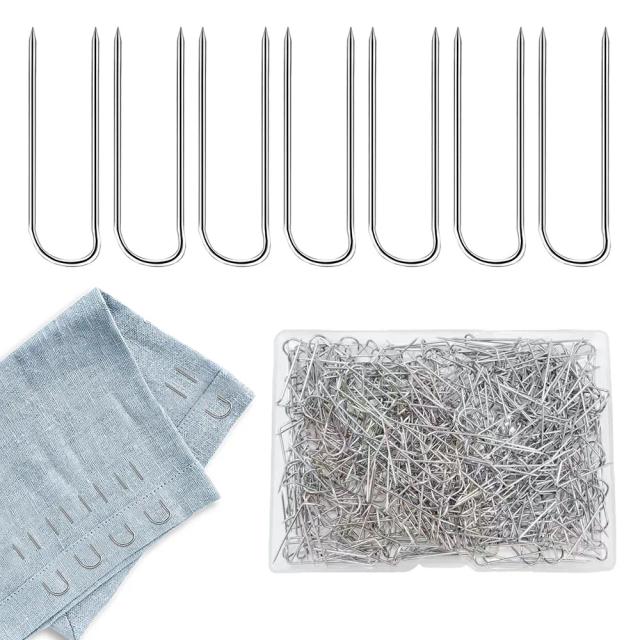 Pins de U em Aço Inoxidável para Costura e Quilting - Pacote com 60 Unidades para Projetos de Artesanato em Tecido