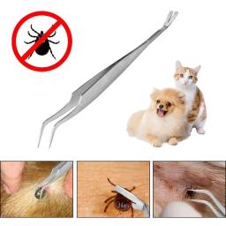 2 Em 1 Stainless Steel Tick Pinças Profissional Ferramenta de Remoção rápida Tick para Cat Dog Pessoas Pet Supplies Dog Tick Remoção - Image 1