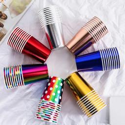 Copo de papel descartável, polpa de madeira crua, rádio espessado, festa, casamento, aniversário, talheres descartáveis, 9 oz, 250ml, 10Pcs - Image 6