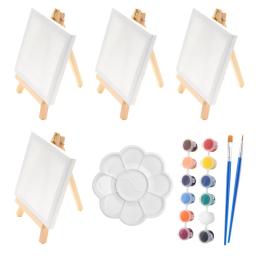 23 peças mini conjunto pintura tela pequena lona e cavalete inclui paleta pincel pintura acrílica para crianças escola - Image 1