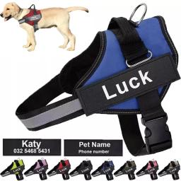 Arnês do cão nenhuma tração reflexiva respirável ajustável do animal de estimação para o cão colete id remendo personalizado ao ar livre caminhadas suprimentos do cão - Image 1