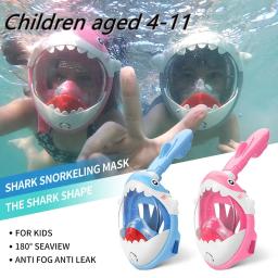 Máscara de mergulho infantil, equipamento de natação infantil, óculos de esqui, rosto inteiro, natação e snorkel, 4 a 11 anos - Image 1