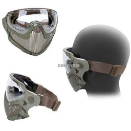 Máscara tática com malha de aço Airsoft Paintball Máscara facial completa adequada para capacete rápido com óculos de proteção para os olhos 3 lentes - Image 4