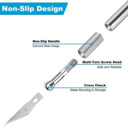 Precisão Hobby Faca com Metal Handle, lâminas para Artes, ferramentas de escultura em madeira, artesanato, telefone, reparação PCB, ferramentas manuais DIY multi, 1 conjunto - Image 4