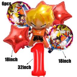 Cartoon Dragon Ball Party Balões Set, Son Goku Número Balão, Baby Shower, Decorações de Festa de Aniversário, Presentes Kids, 32 ", 6Pcs - Image 2