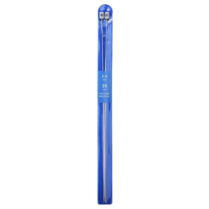 Agulhas de tricô retas de 35cm, em aço inoxidável, gancho de crochê faça você mesmo, ferramentas de tricô, tamanho 2-10mm, ferramentas de costura - Image 1