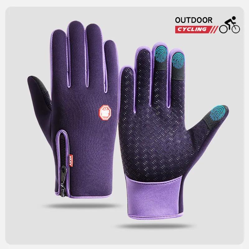 Luvas impermeáveis de ciclismo antiderrapante térmico para homens e mulheres, tela sensível ao toque, quente, ao ar livre, bicicleta, ginásio, condução, motocicleta, inverno - Image 1