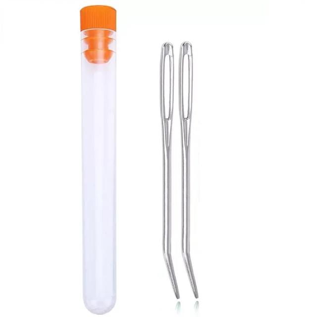 Conjunto de Agulhas para Tricô e Crochê com Ponta Dobrada e Olho Grande para Costura Manual