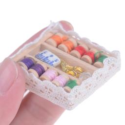 Mini Máquina De Costura Com Agulha Kit De Tesoura, Caixa De Costura, Simulação, Mobiliário, Casa De Bonecas, Acessórios Em Miniatura, 1:12 - Image 2