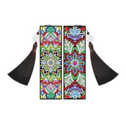 1/2 pçs Marcador de livro de couro em forma especial Faça você mesmo Broca de pintura de diamante Borla Marcas de livro Artesanato Arte Mosaico Decoração de presente Presente de casa - Image 5